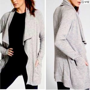 Athleta Gray Open Front Drape Cardigan Sweater Size XXS